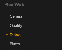 Plex Web debug sidebar